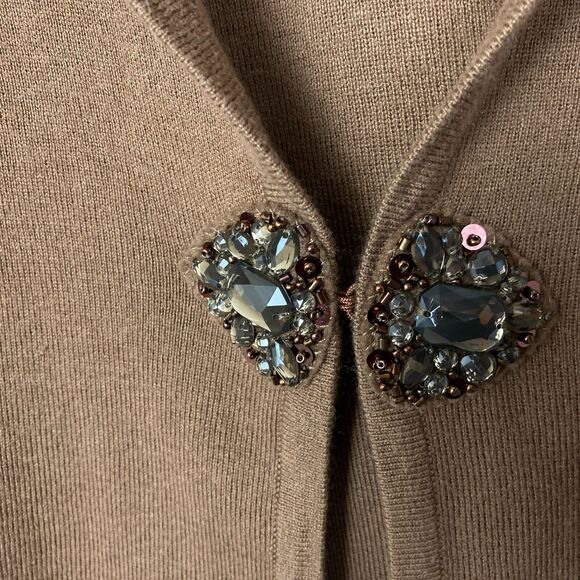 Coldwater Creek Women's Cardigan Size M 10-12 Brown Jewel Rhinestone Closure - Picture 3 of 7